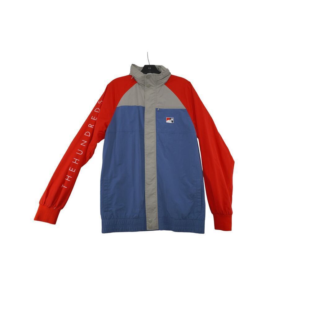 The Hundreds x MLB Inspired Colorblock Windbreaker Jacket Red Blue Gray Size L